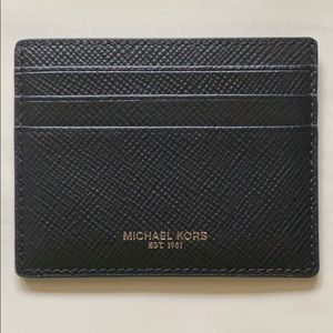 Michael Kors Black Leather Wallet + Card Holder